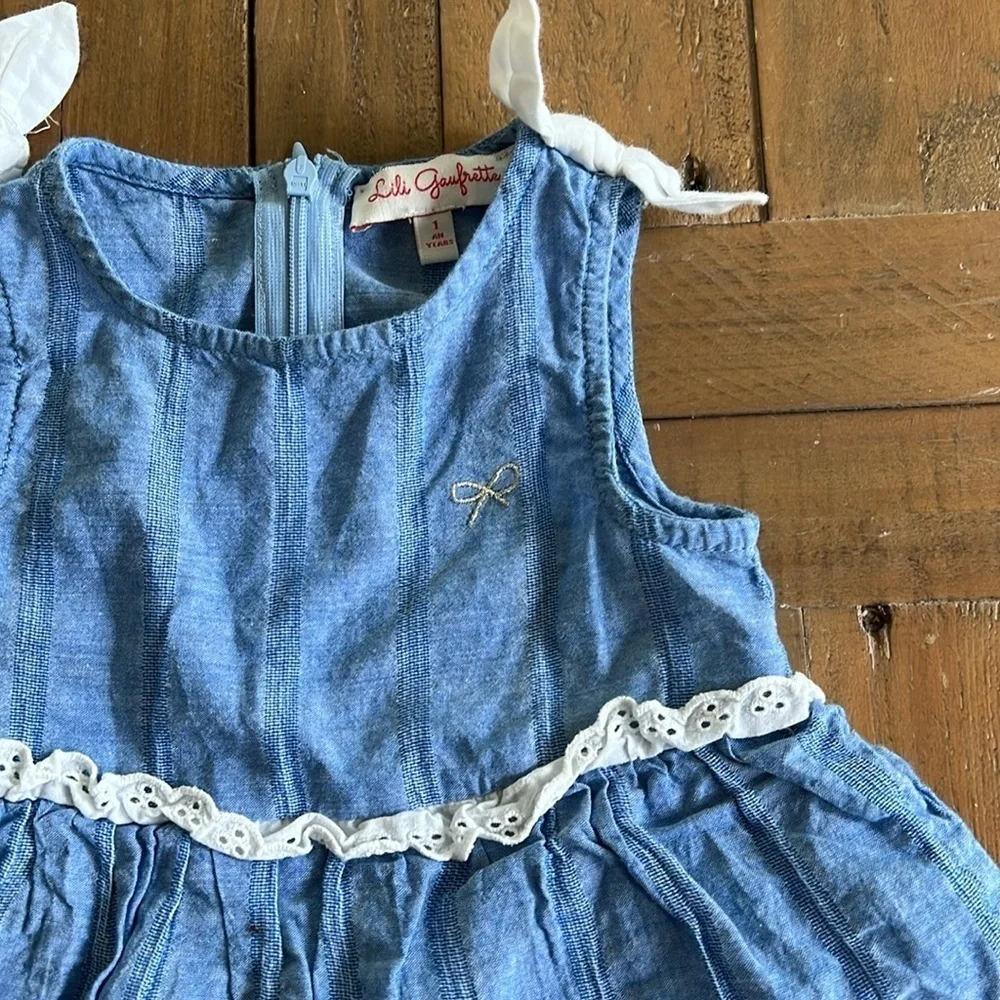 Lili gaufrette chambray skirted romper